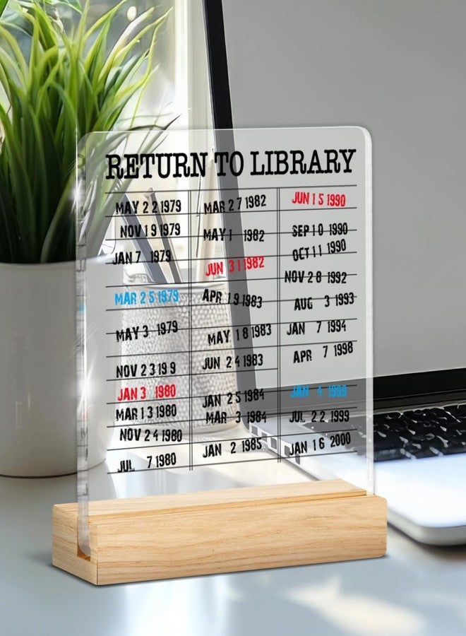 YGBF Book Lovers Gifts for Women Men, Gift for Bookish Readers Librarian Teacher, Return to Library Vintage Library Card Clear Acrylic Desk Decorative Sign Desk Decor - Image 5